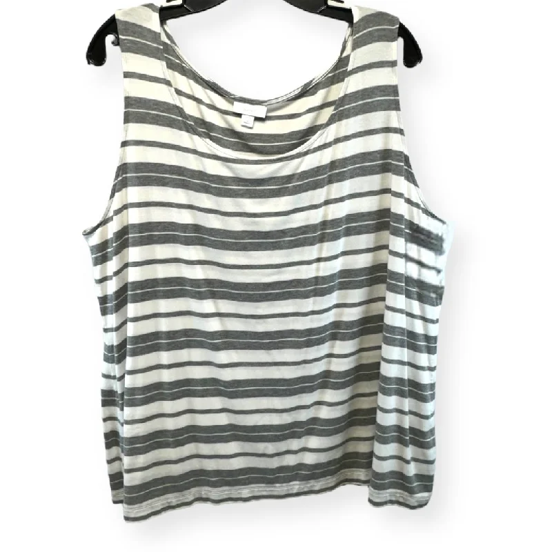 women's tops for those who want to stay on top of the latest fashion trends and wear pieces that are both stylish and on-trendGrey & White Top Sleeveless Pure Jill, Size 2x