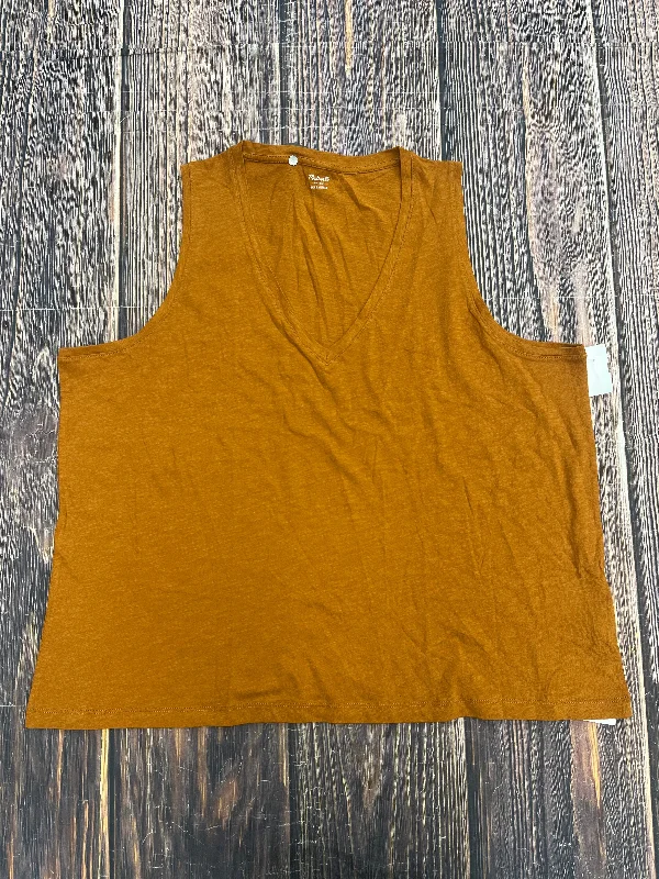 women's tops with lace-up frontsOrange Top Sleeveless Madewell, Size 3x