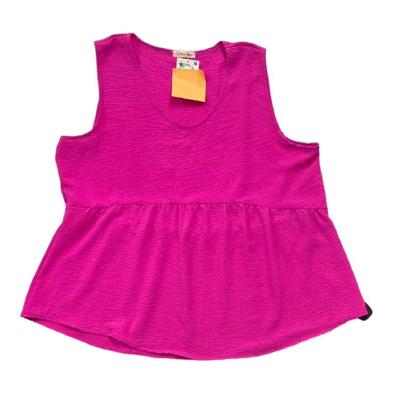 women's tops for those who love to shop for unique findsPink Top Sleeveless Cotton Bleu, Size 1x