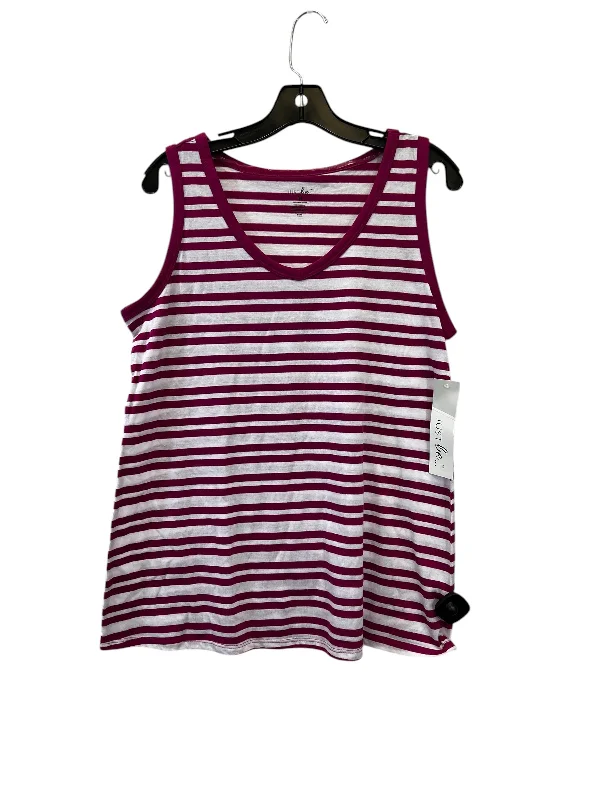 striped women's topsTop Sleeveless Basic By Just Be In Pink & White, Size: M