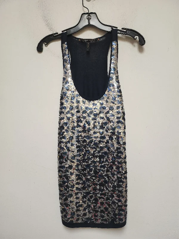 women's tops for summer festivalsTop Sleeveless By Bcbgmaxazria In Blue & Silver, Size: S