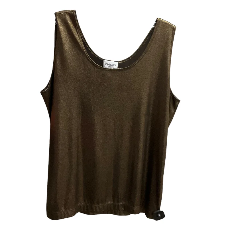 women's tops for fashion-conscious professionalsTop Sleeveless By Chicos In Black & Gold, Size: L