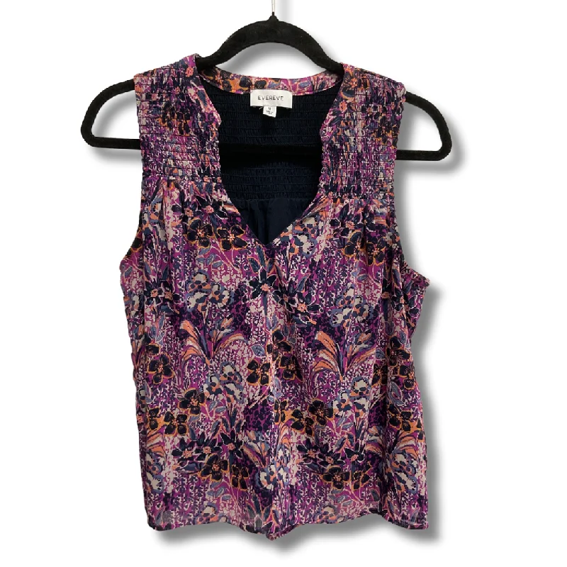 women's tops with embroidery detailsTop Sleeveless By Evereve In Floral Print, Size: M