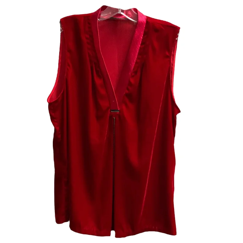 women's tops for cozy nights inTop Sleeveless By Tahari By Arthur Levine In Red, Size: L