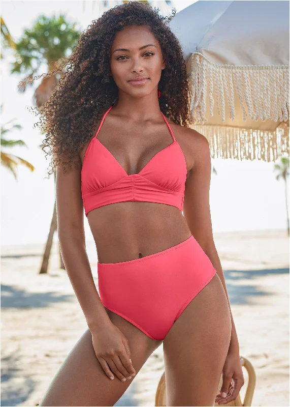 women's tops for those who value both quality and affordabilityGathered Triangle Top - Sunset Pink