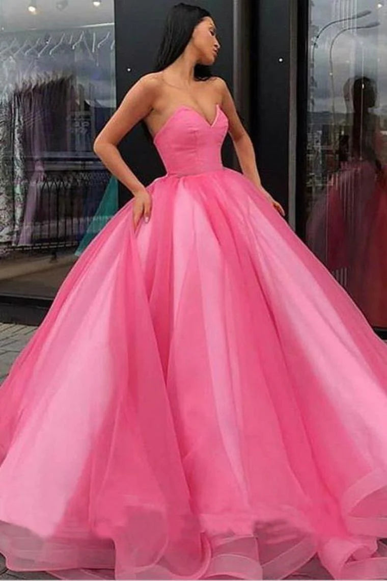 prom dresses for plus-size figuresBall Gown Sweetheart Prom Dress, Princess Floor Length Tulle Quinceanera Dresses