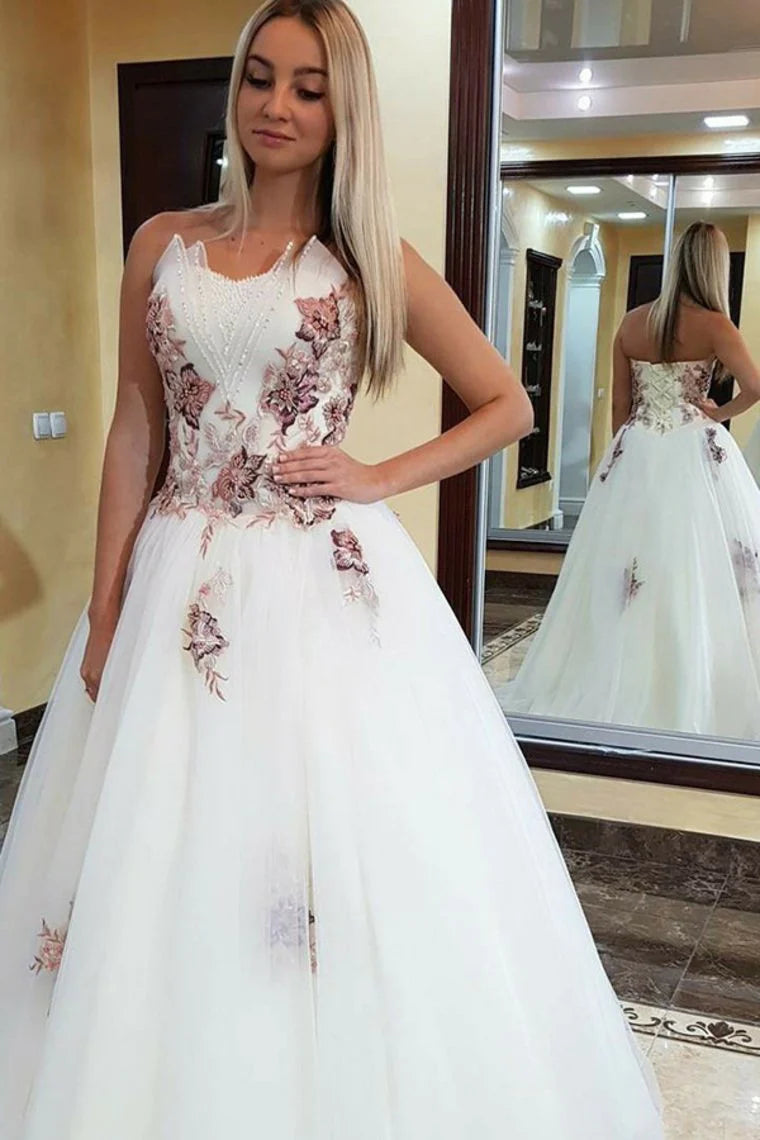 prom dresses for fallBeautiful Modest Long Ball Gown Long Ivory Elegant Princess Prom Dresses Quinceanera Dresses