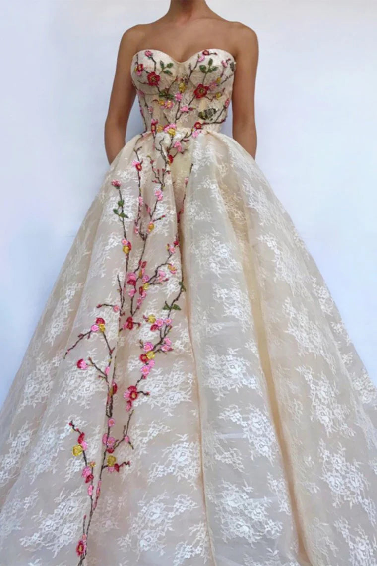 prom dress shopping tipsModest Sweetheart Long Ball Gown Lace Prom Dresses Quinceanera Dresses