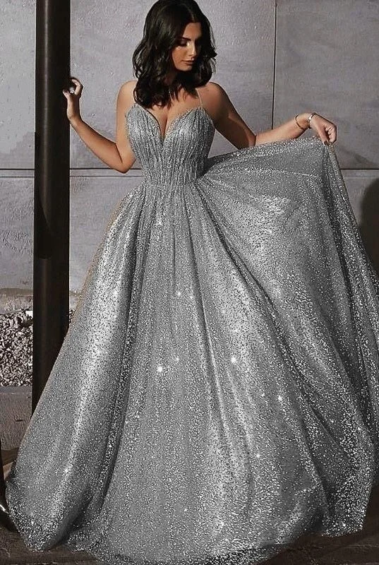 long prom dressessilver glitter Dresses Junior Prom Dress S2009